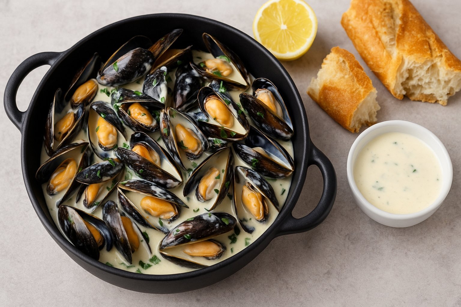 Recette Moules à la Crème & Vin Blanc