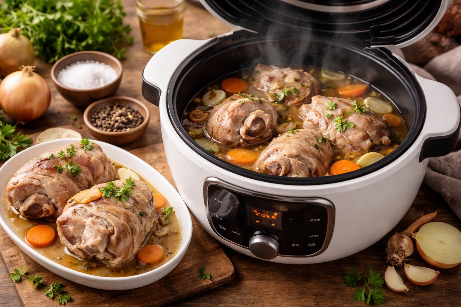 Temps de cuisson jarret de porc à l'eau au Cookeo